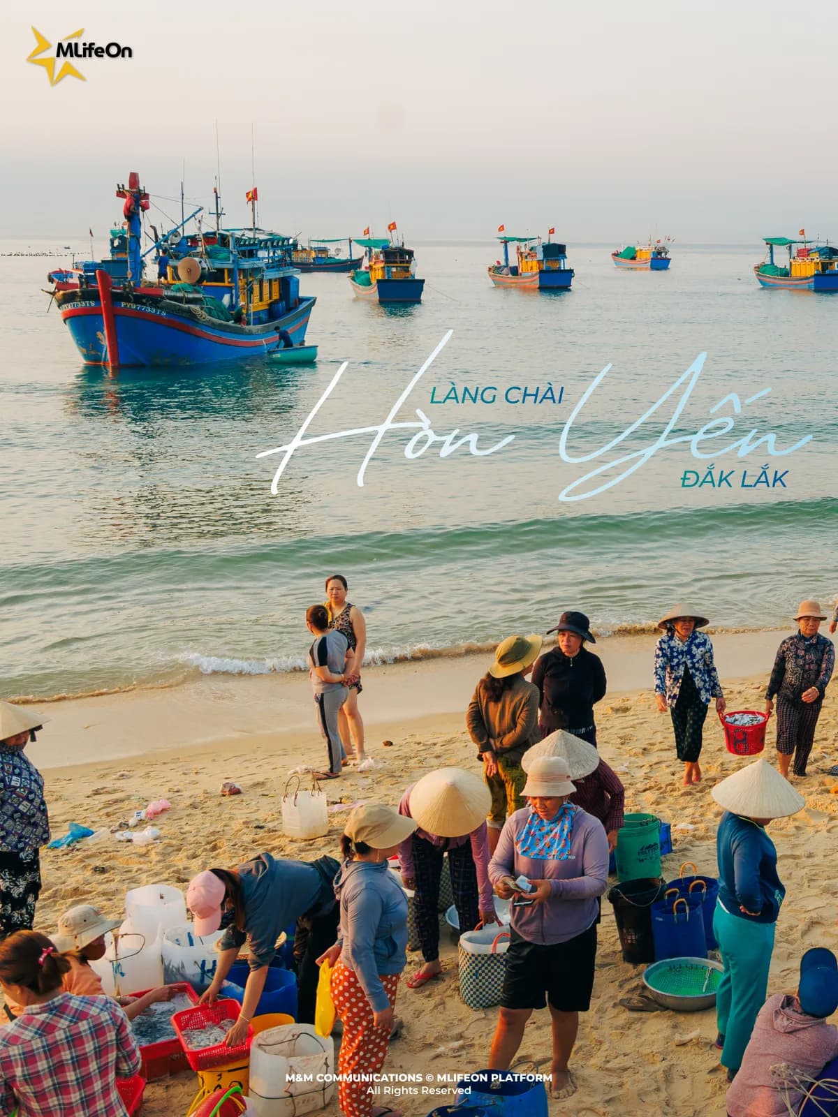 WANDER INTO HON YEN FISHING VILLAGE – WHERE MORNINGS BEGIN WITH THE RHYTHMIC PULL OF FISHING NETS ALONG THE SHORE.